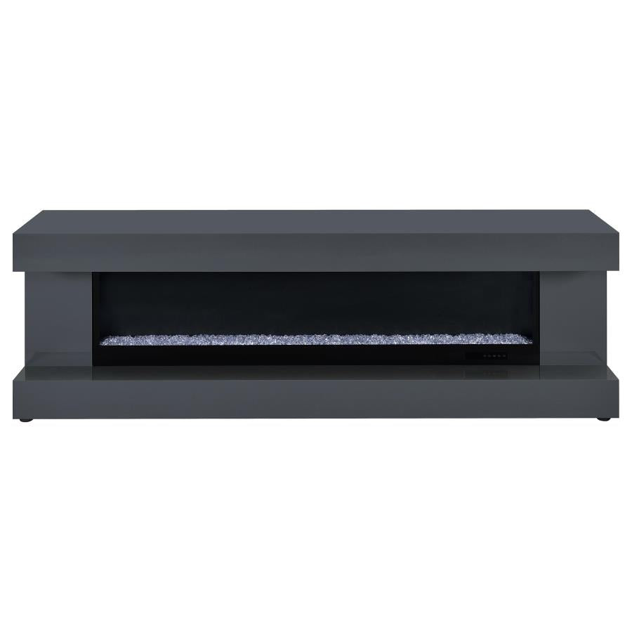 Mallory TV Stand Fireplace Console Bluetooth Speaker Grey High Gloss