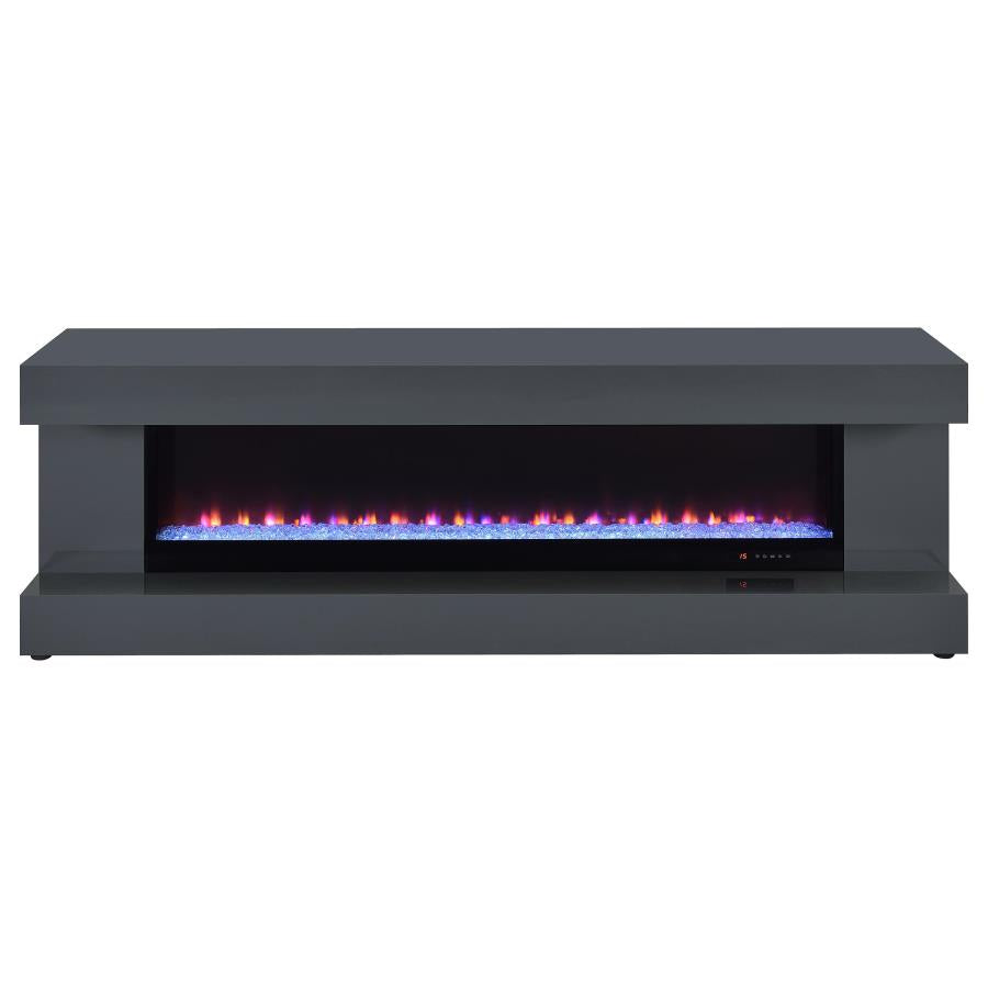 Mallory TV Stand Fireplace Console Bluetooth Speaker Grey High Gloss