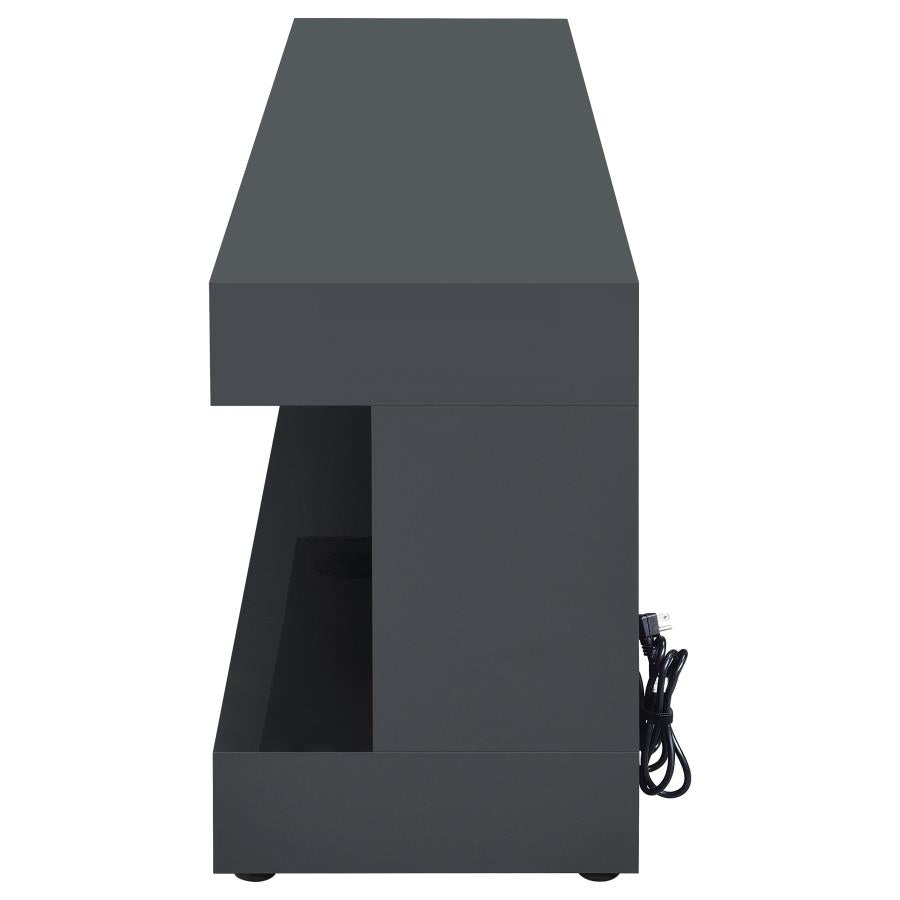 Mallory TV Stand Fireplace Console Bluetooth Speaker Grey High Gloss