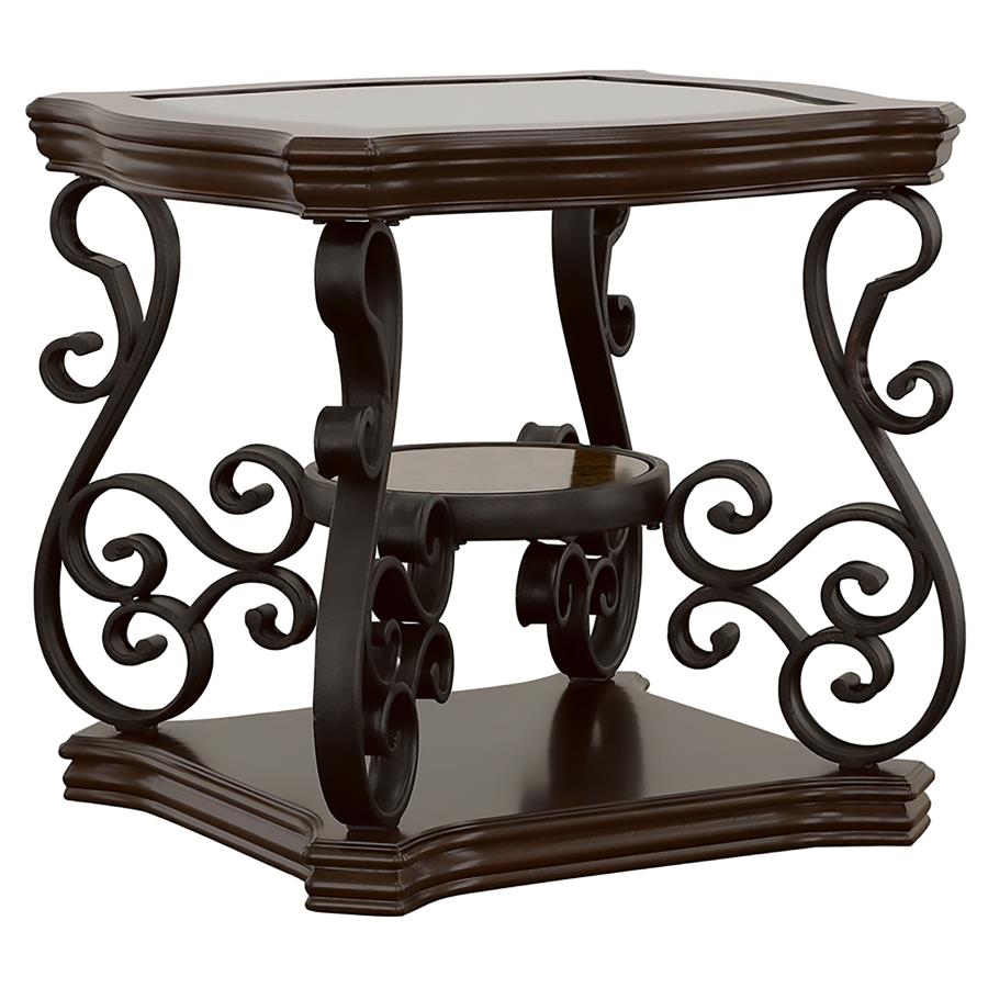 Laney 1-shelf Glass Top Square End Table Deep Merlot