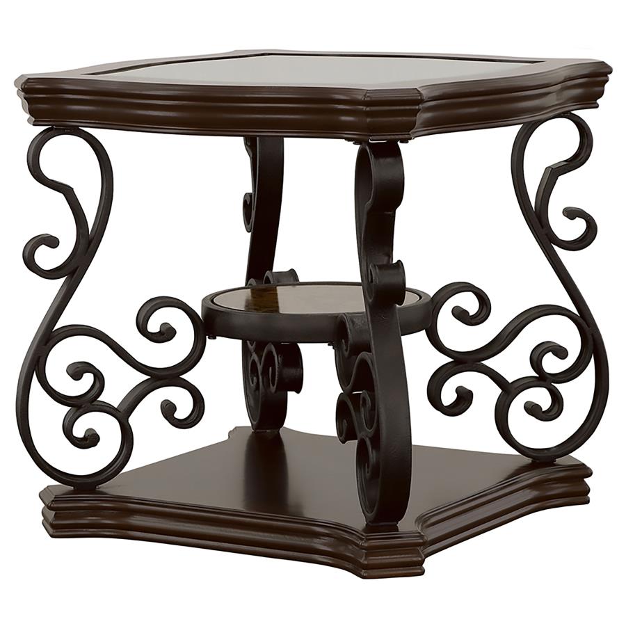 Laney 1-shelf Glass Top Square End Table Deep Merlot