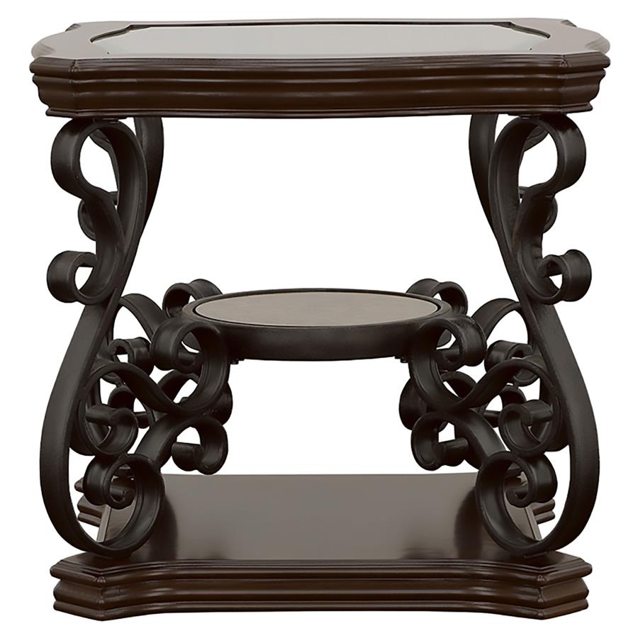 Laney 1-shelf Glass Top Square End Table Deep Merlot