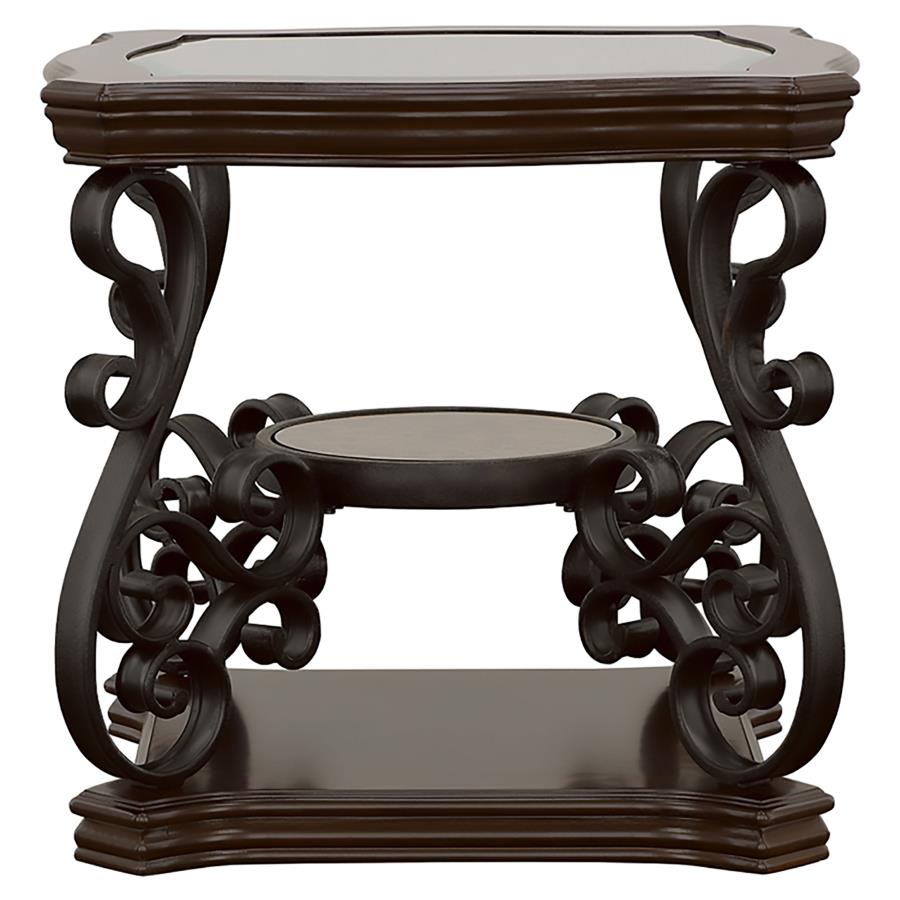 Laney 1-shelf Glass Top Square End Table Deep Merlot