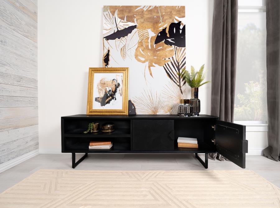 Marsden 2-door Mango Wood 70-inch TV Stand Charcoal Black