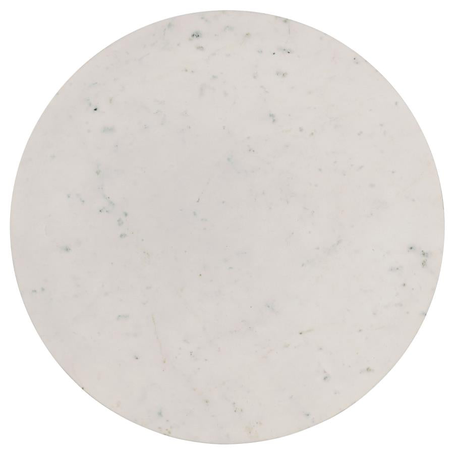 Aldis Round Marble Top Coffee Table White and Natural