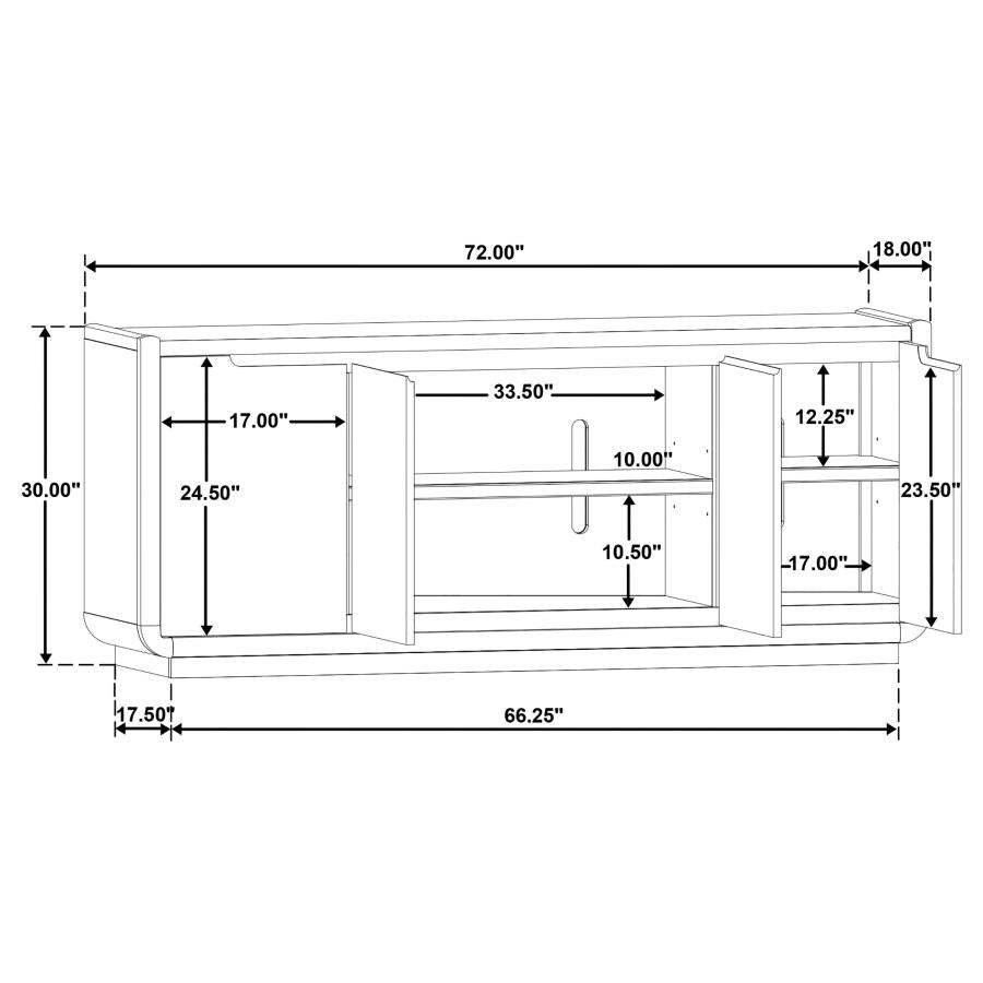 Leandro 72-inch 4-door TV Stand Media Console Burnished Black