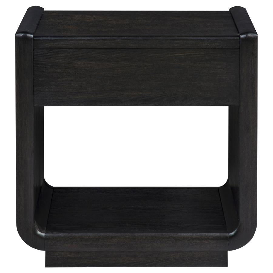 Leandro 1-drawer Wood Occasional Side End Table Burnished Black