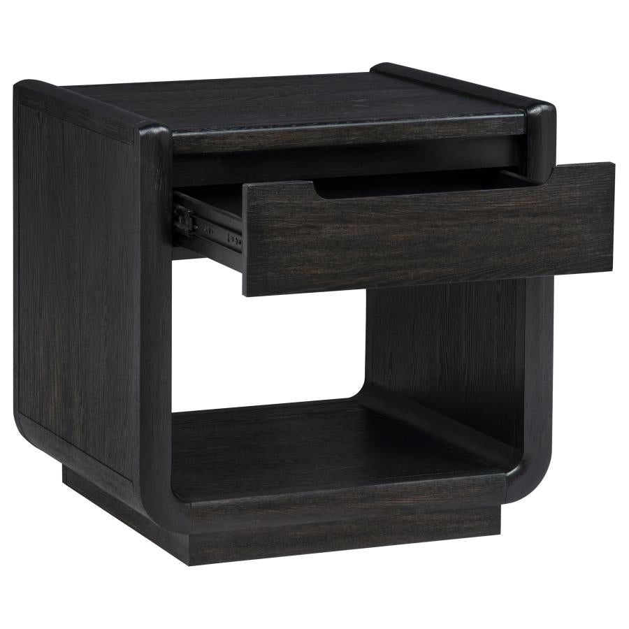 Leandro 2-piece Wood Coffee and End Table Set Burnished Black