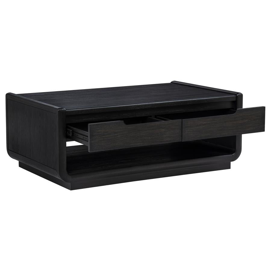 Leandro 3-piece Wood Coffee and End Table Set Burnished Black
