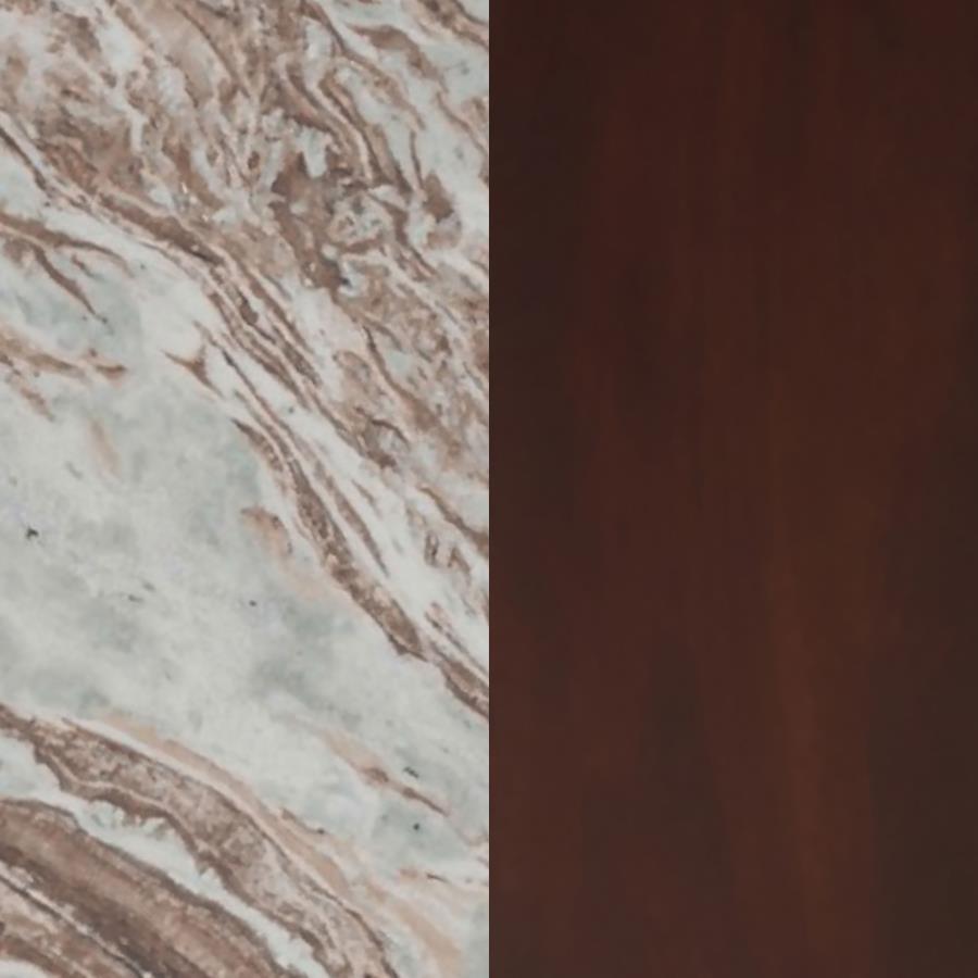 Jenna Round Marble Top Mango Wood Side End Table Brown