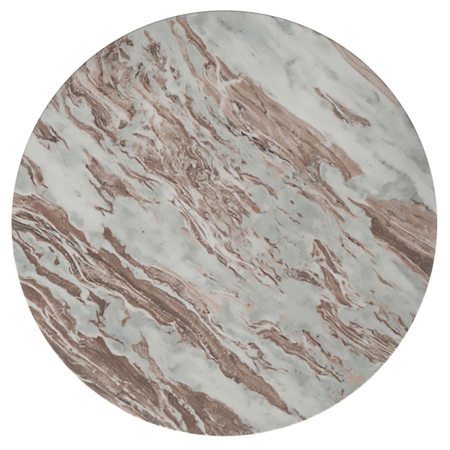 Jenna 2-piece Round Marble Top Coffee Table Set Brown