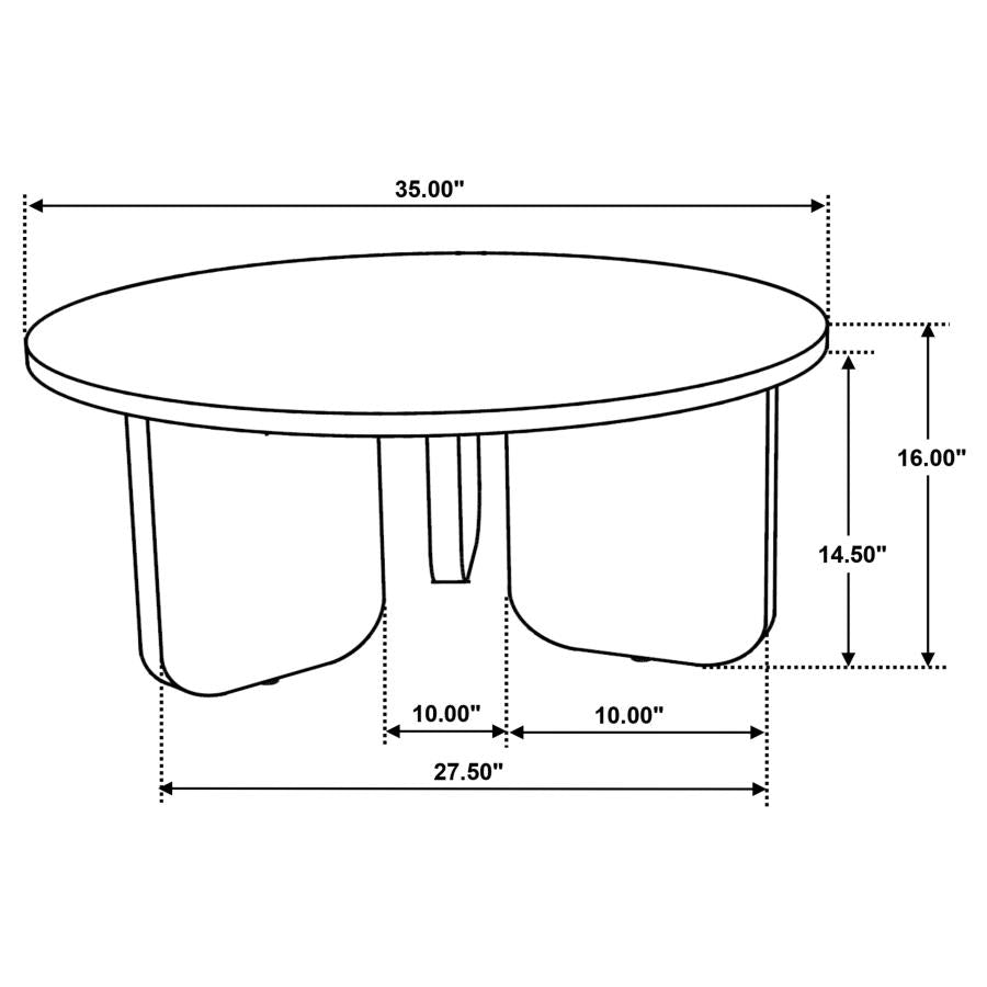 Jenna 2-piece Round Marble Top Coffee Table Set Brown