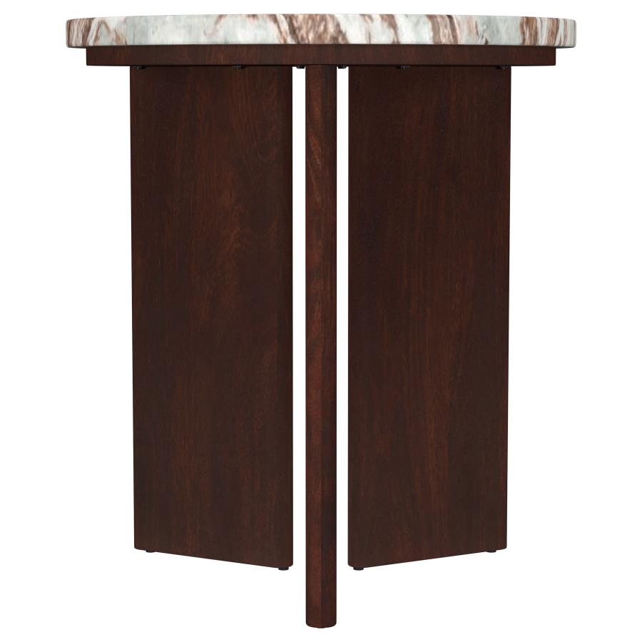 Jenna 3-piece Round Marble Top Coffee Table Set Brown