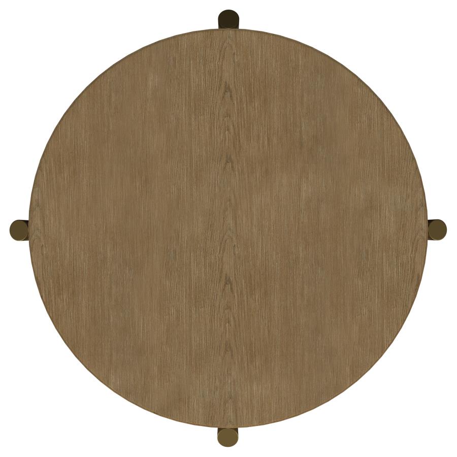 Arini Round End Side Table With Storage Shelf Sand Wash