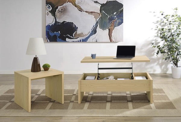 Canoga 2-piece Lift Top Cocktail Coffee Table Set Light Oak