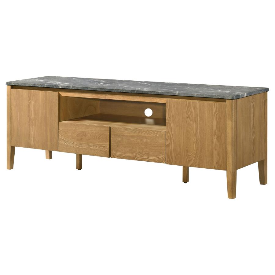 Bradley 63-inch 2-Door SmartTop TV Stand Grey and Natural