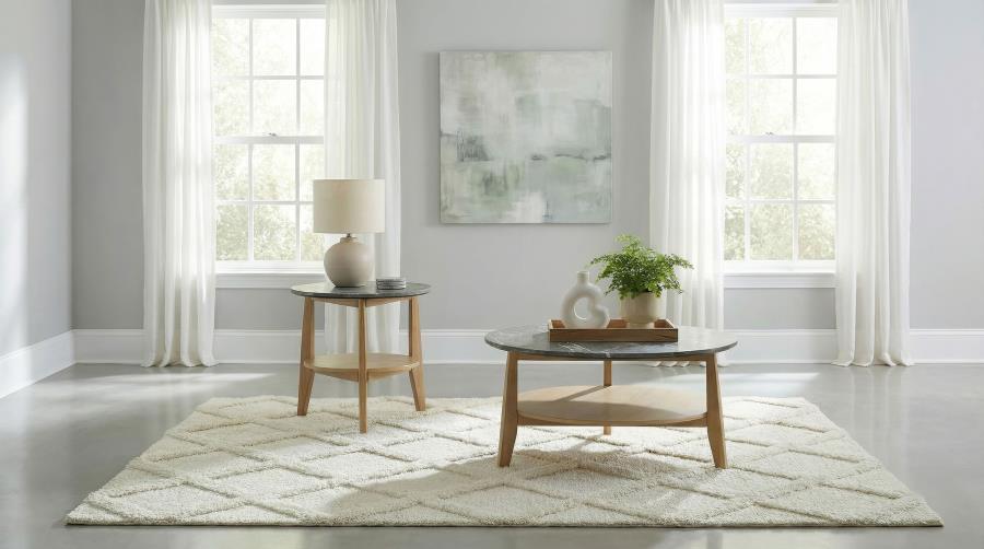 Bradley Round SmartTop End Side Table Grey and Natural