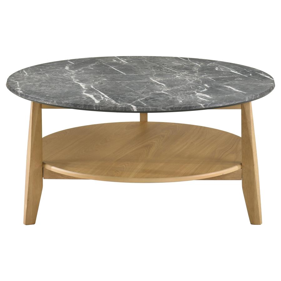 Bradley 2-Piece Round SmartTop Coffee Table Set Grey and Natural