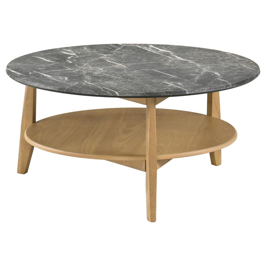 Bradley 3-Piece Round SmartTop Coffee Table Set Grey and Natural