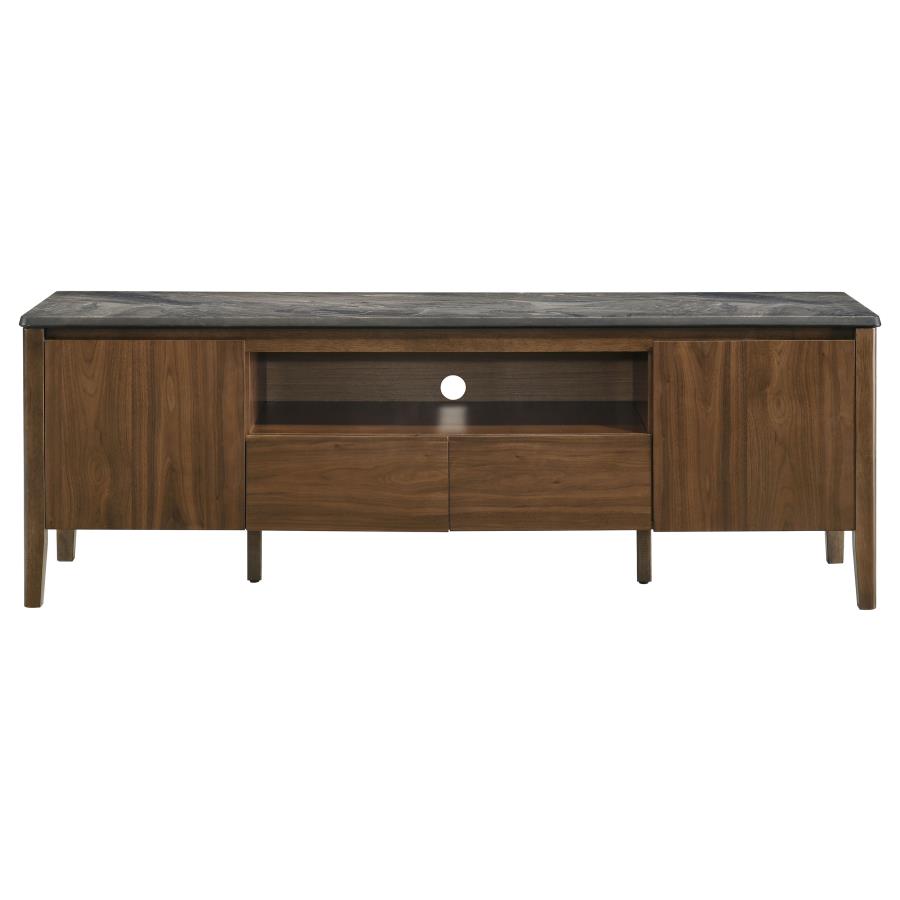 Bradley 63-inch 2-Door SmartTop TV Stand Smokey Grey and Brown