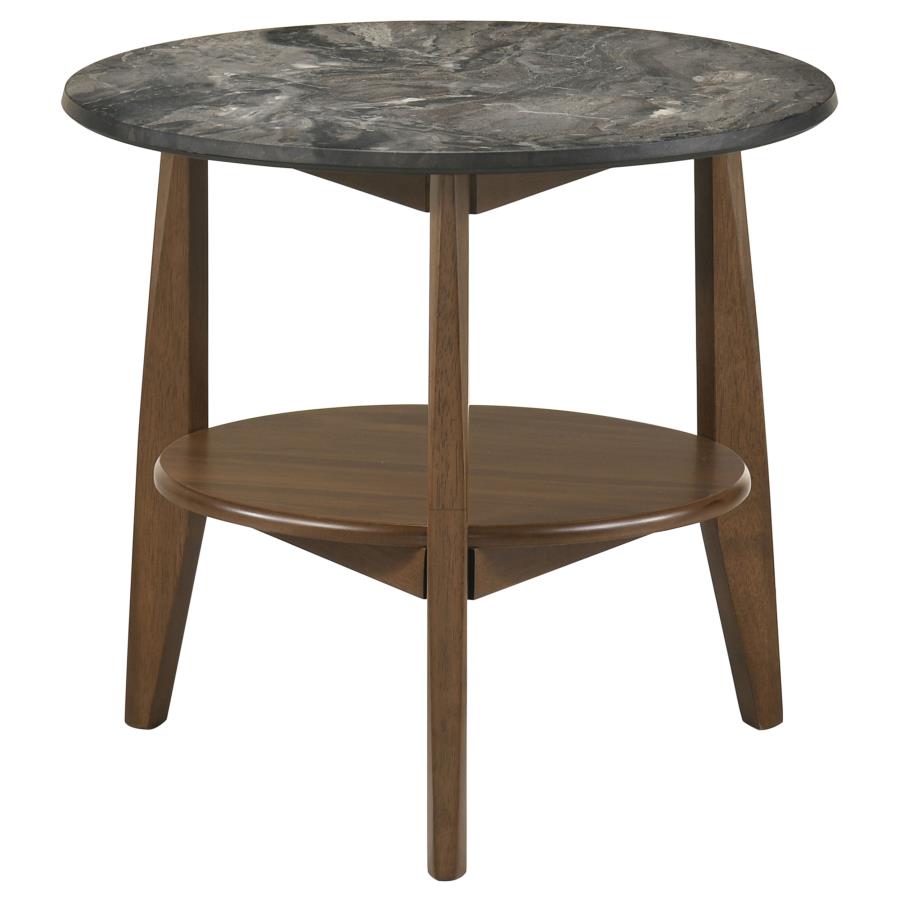 Bradley 2-Piece Round SmartTop Coffee Table Set Smokey Grey and Brown