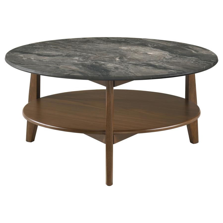 Bradley 2-Piece Round SmartTop Coffee Table Set Smokey Grey and Brown