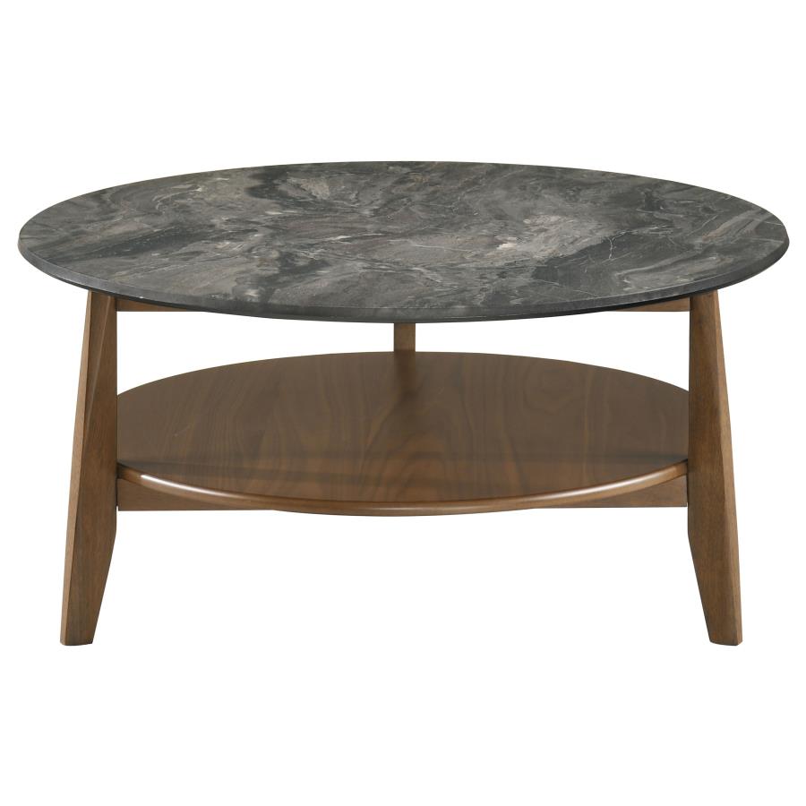 Bradley 2-Piece Round SmartTop Coffee Table Set Smokey Grey and Brown