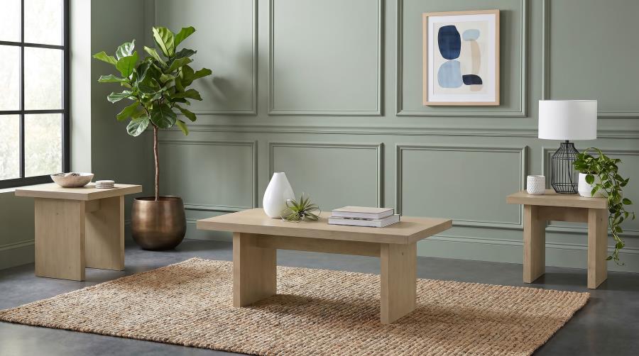 Decker 47-Inch Rectangular Cocktail Coffee Table Natural Oak