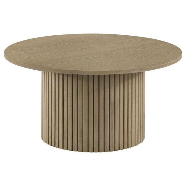Hamlyn Round Fluted Occasional Cocktail Coffee Table Natural Oak