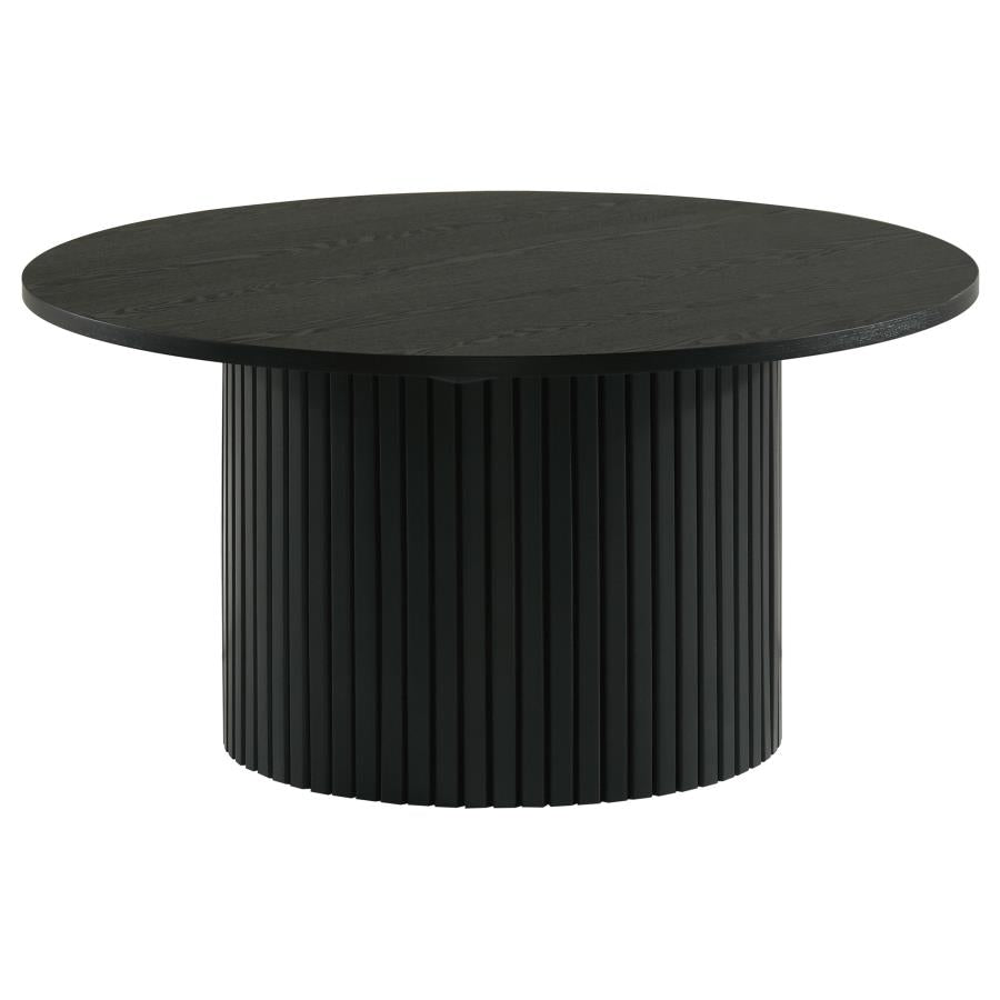 Hamlyn 2-piece Round Fluted Coffee and End Table Set Black
