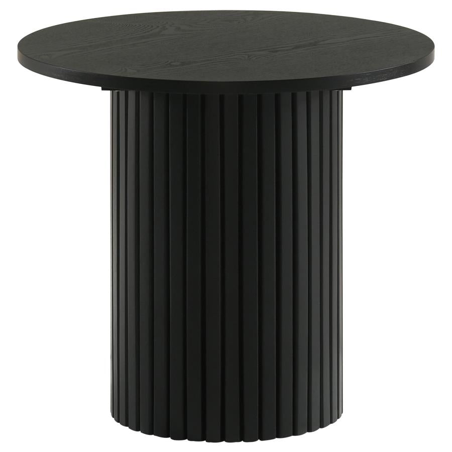 Hamlyn 3-piece Round Fluted Coffee and End Table Set Black