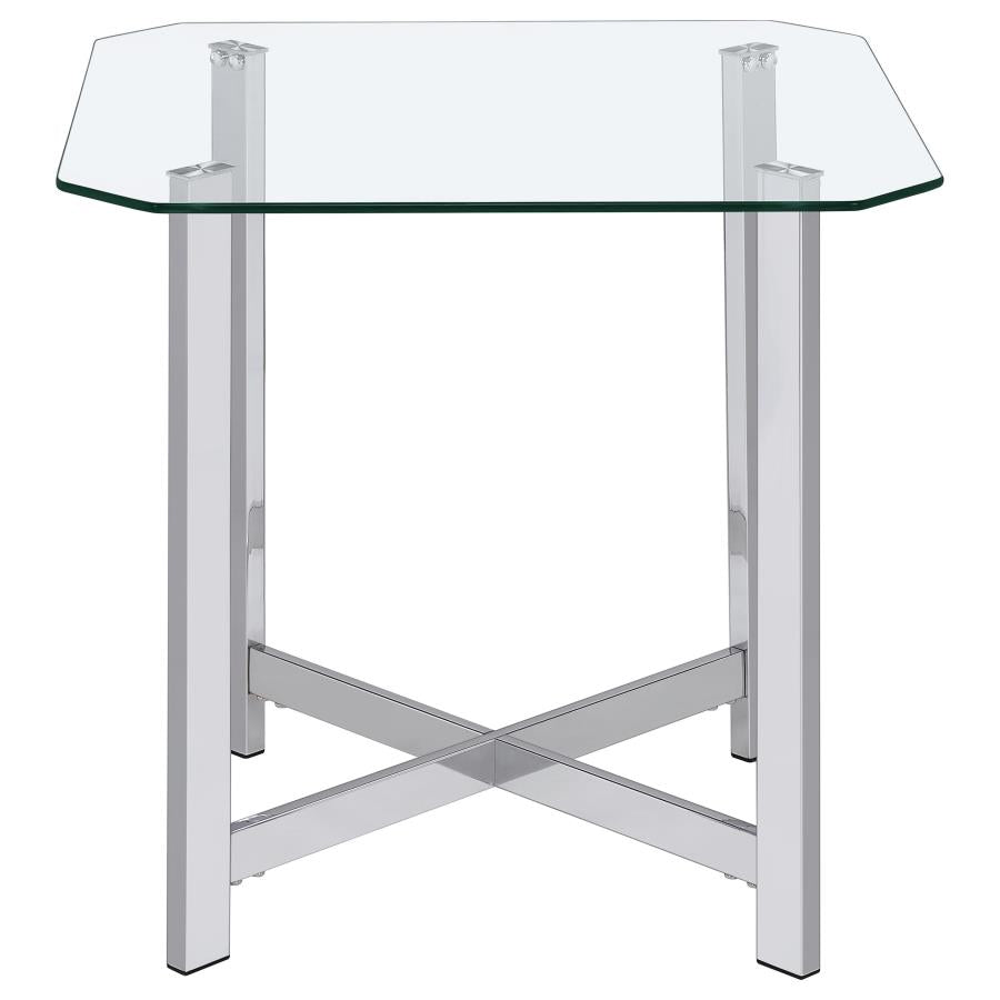 Cronin 2-piece Tempered Glass Top Coffee Table Set Chrome