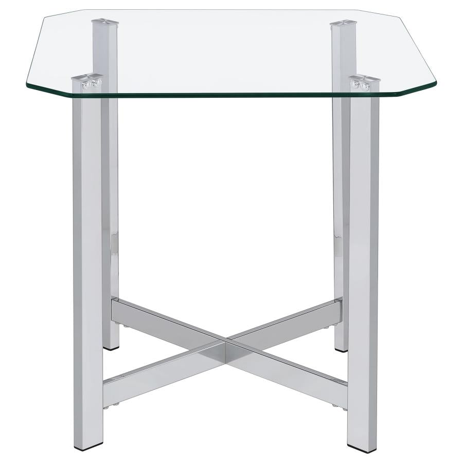 Cronin 2-piece Tempered Glass Top Coffee Table Set Chrome