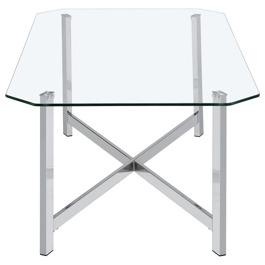 Cronin 2-piece Tempered Glass Top Coffee Table Set Chrome