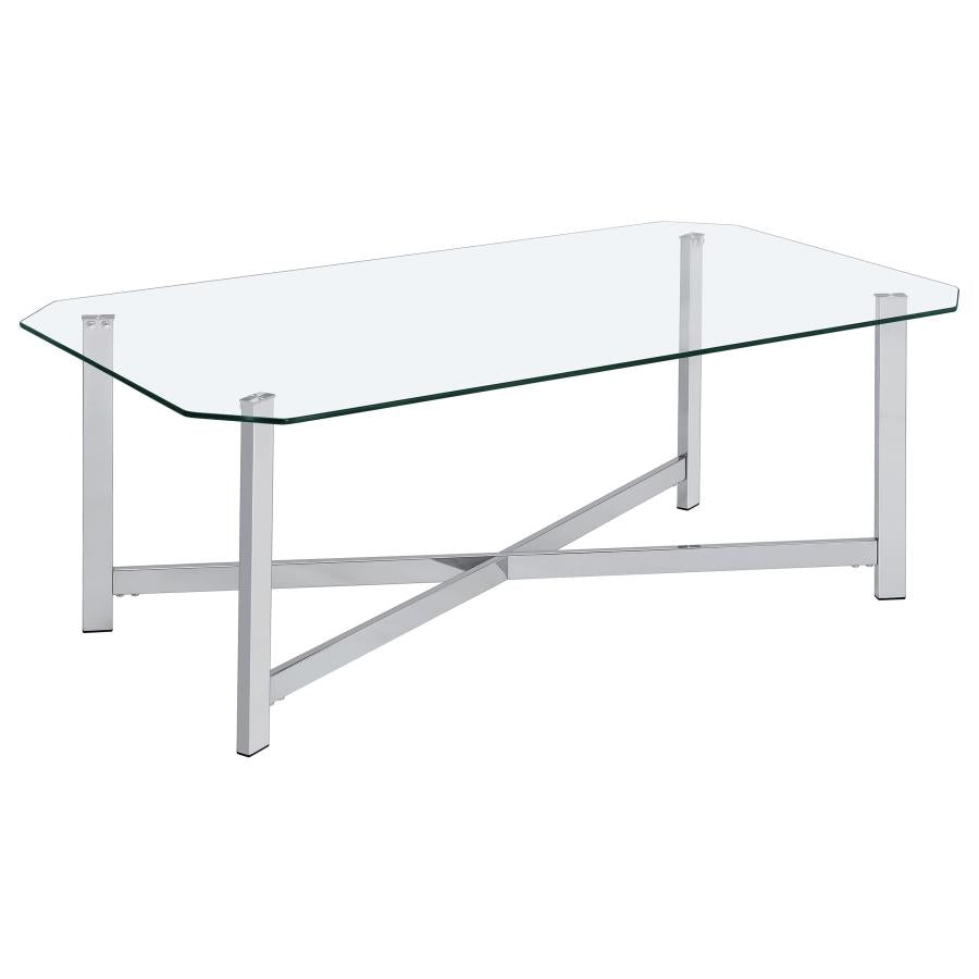 Cronin 3-piece Tempered Glass Top Coffee Table Set Chrome