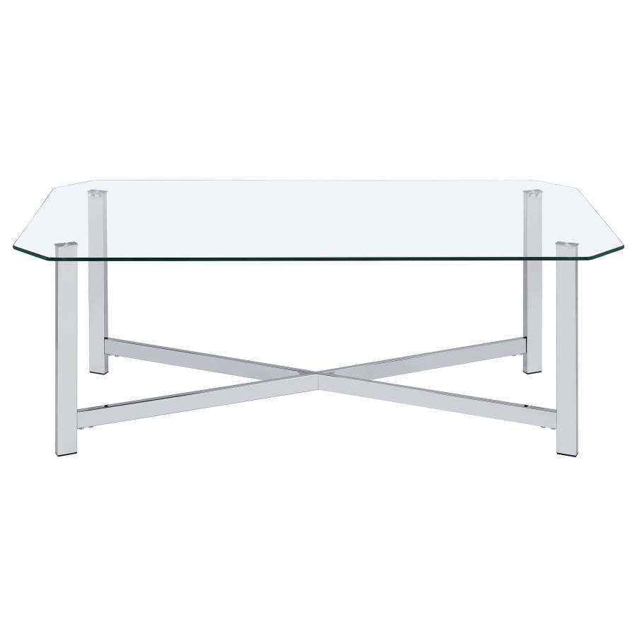 Cronin 3-piece Tempered Glass Top Coffee Table Set Chrome