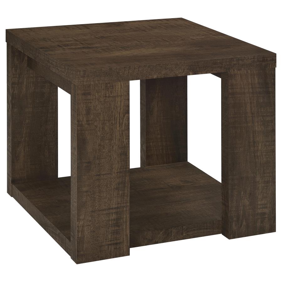 Pavone 2-Piece Coffee and End Table Set with Open Shelves Dark Rustic Mango