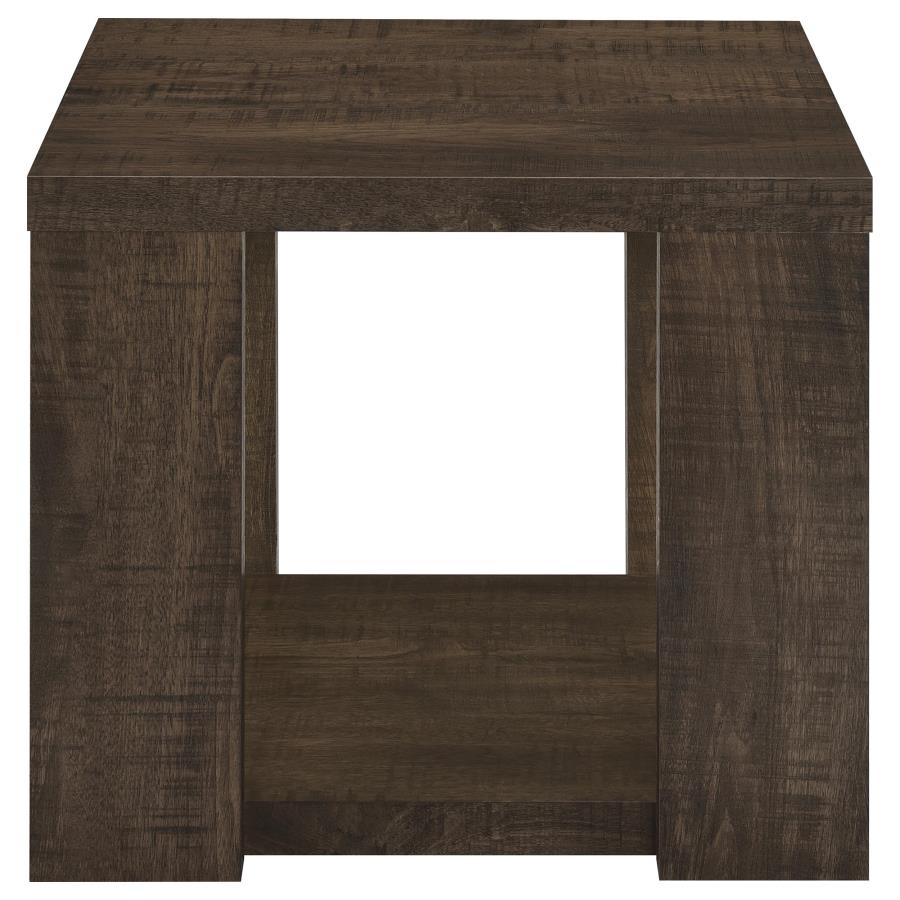 Pavone 2-Piece Coffee and End Table Set with Open Shelves Dark Rustic Mango