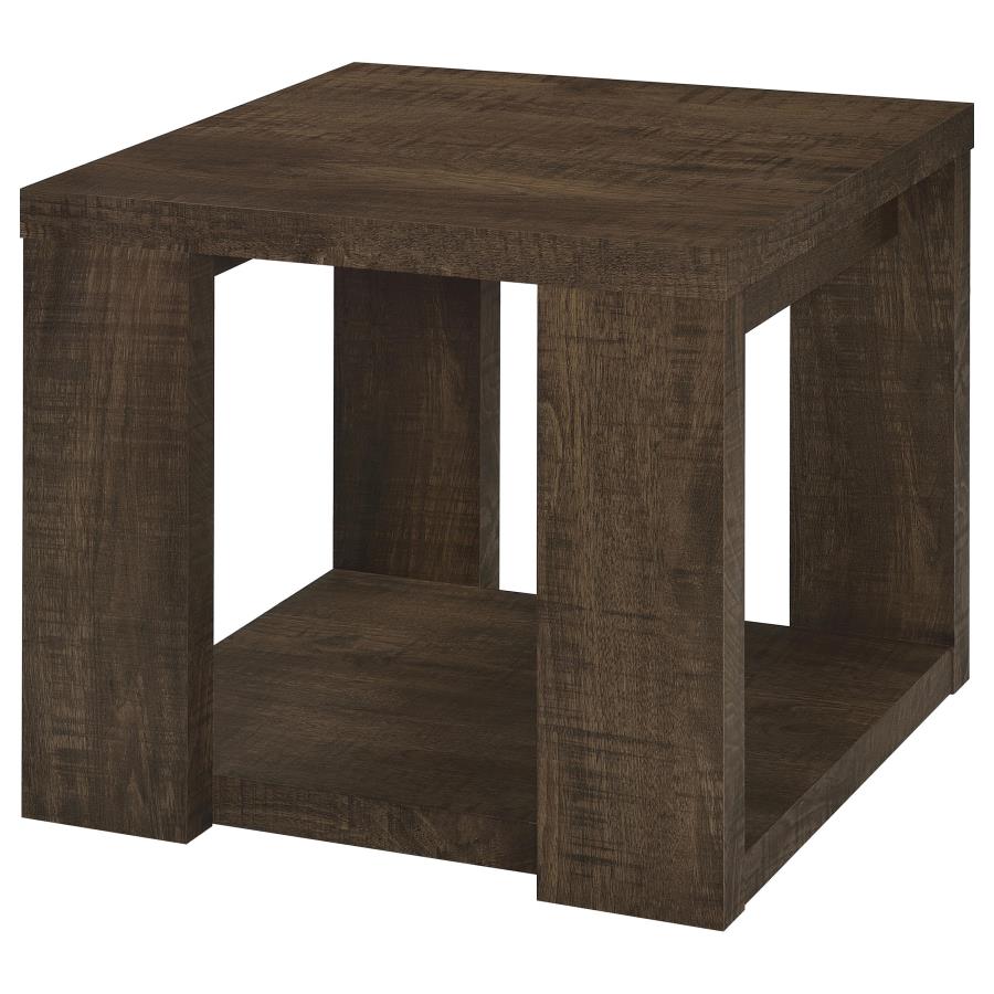 Pavone 3-Piece Coffee and End Table Set with Open Shelves Dark Rustic Mango