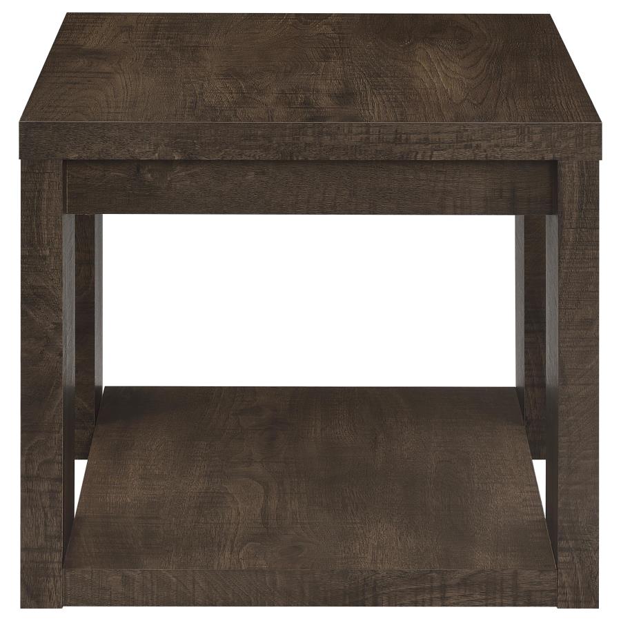 Pavone 3-Piece Coffee and End Table Set with Open Shelves Dark Rustic Mango