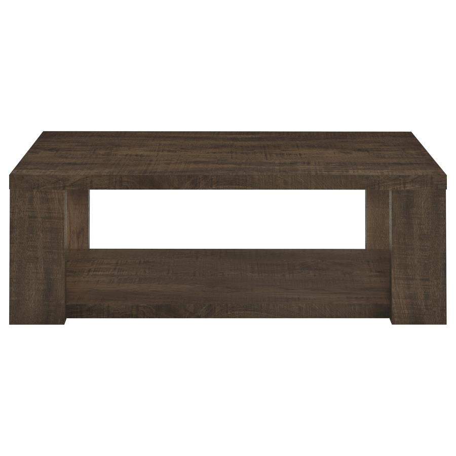 Pavone 3-Piece Coffee and End Table Set with Open Shelves Dark Rustic Mango