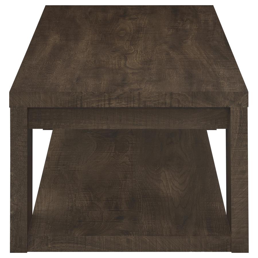 Pavone 3-Piece Coffee and End Table Set with Open Shelves Dark Rustic Mango