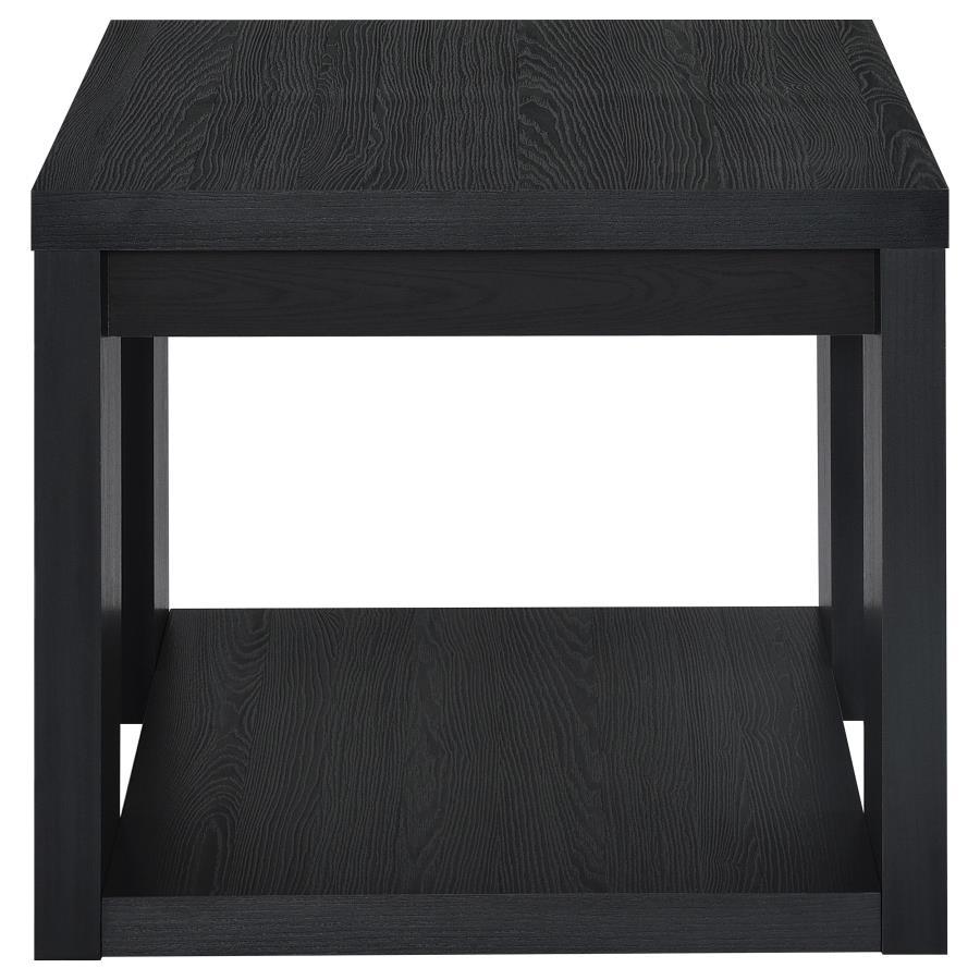 Pavone 2-Piece Transitional Coffee and End Table Set with Shelves Black