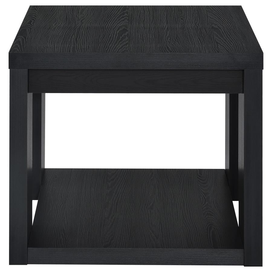 Pavone 2-Piece Transitional Coffee and End Table Set with Shelves Black