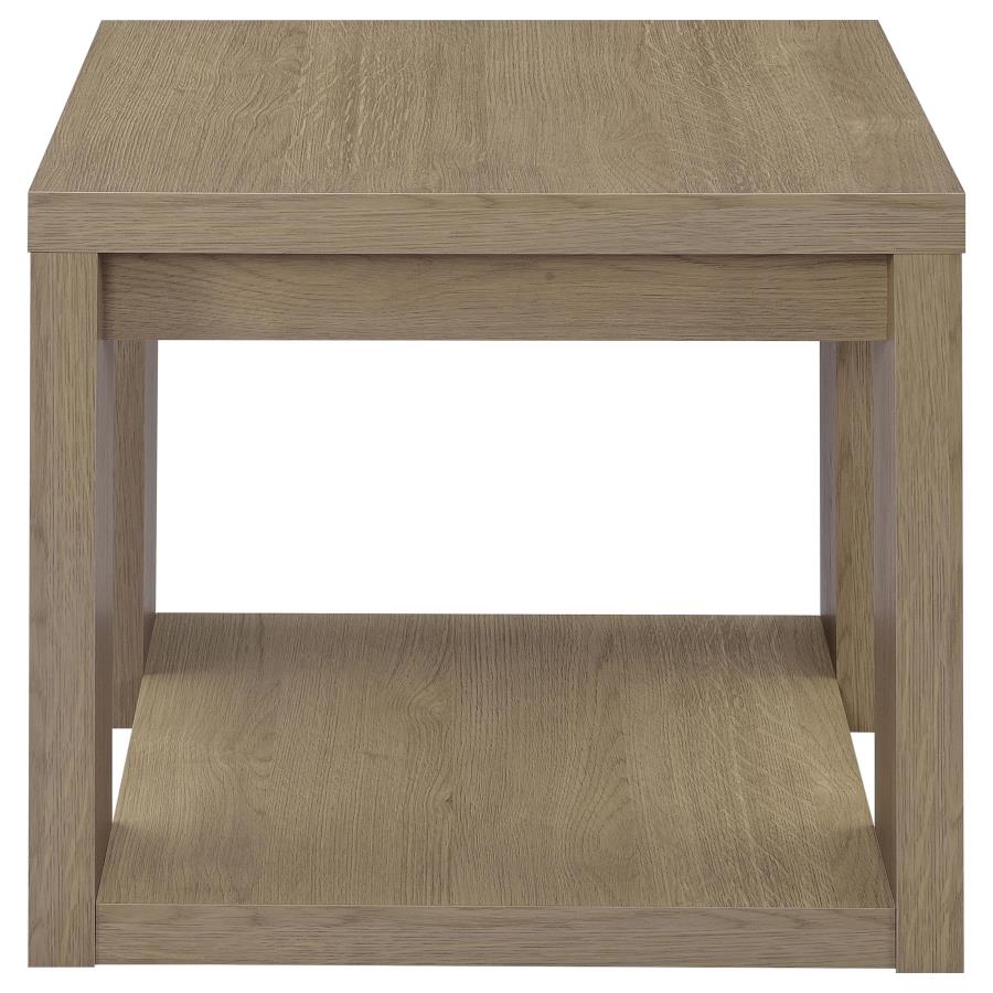 Pavone 2-Piece Transitional Coffee and End Table Set with Shelves Latte