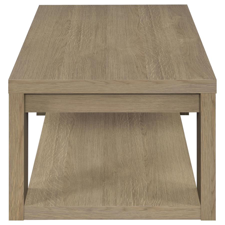 Pavone 3-Piece Transitional Coffee and End Table Set with Shelves Latte
