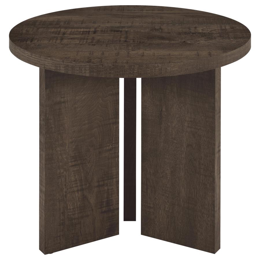 Aragon 2-Piece Round Coffee and End Table Set Dark Rustic Mango