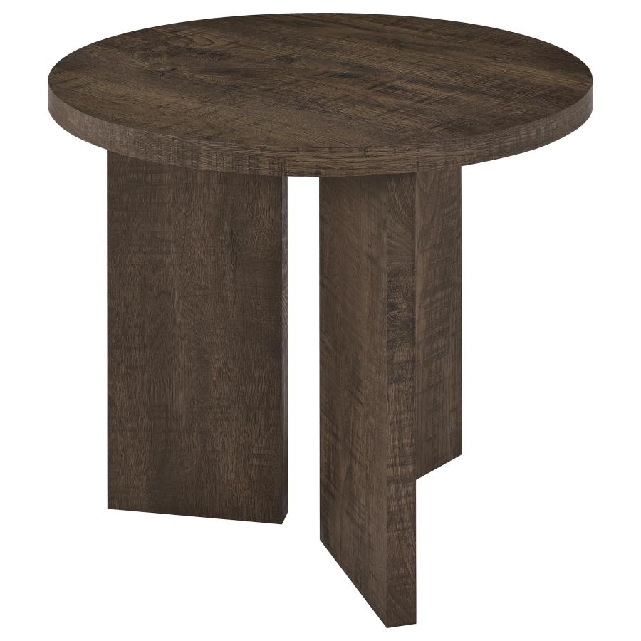Aragon 2-Piece Round Coffee and End Table Set Dark Rustic Mango