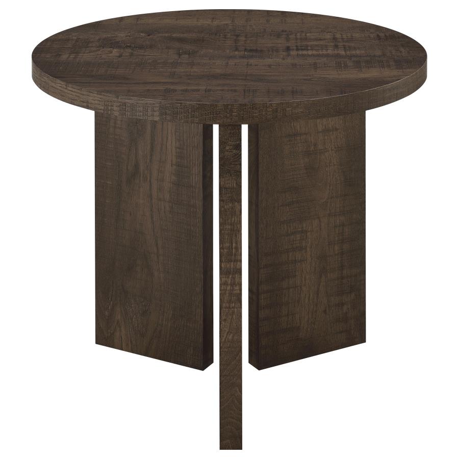 Aragon 2-Piece Round Coffee and End Table Set Dark Rustic Mango