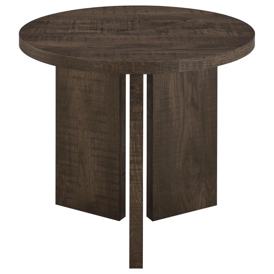 Aragon 2-Piece Round Coffee and End Table Set Dark Rustic Mango